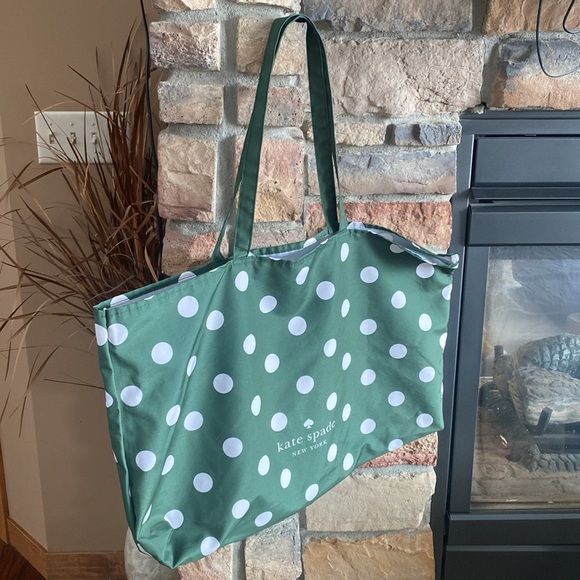 Kate Spade Green and White Polka Dot Tote - Picture 2 of 3